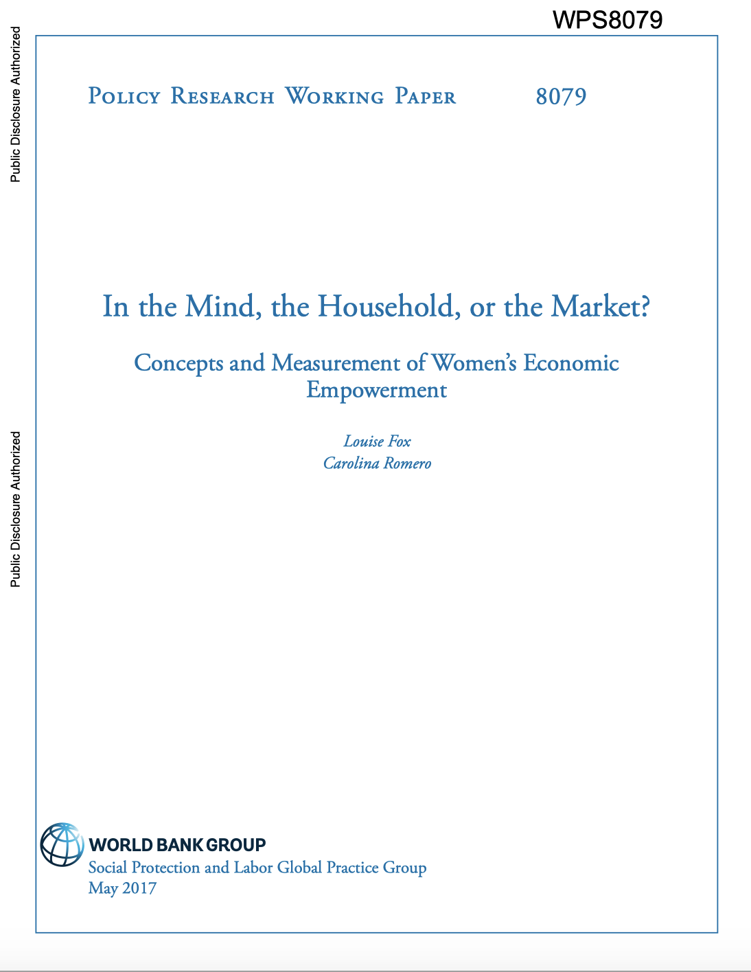 In The Mind, The Household, Or The Market?  Concepts And Measurement Of Womenâ€™s Economic Empowerment